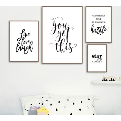 Love Laugh Inspiring Quotes Wall Art Canvas Painting Black White Wall Poster Prints For Living Room Modern Home Decor