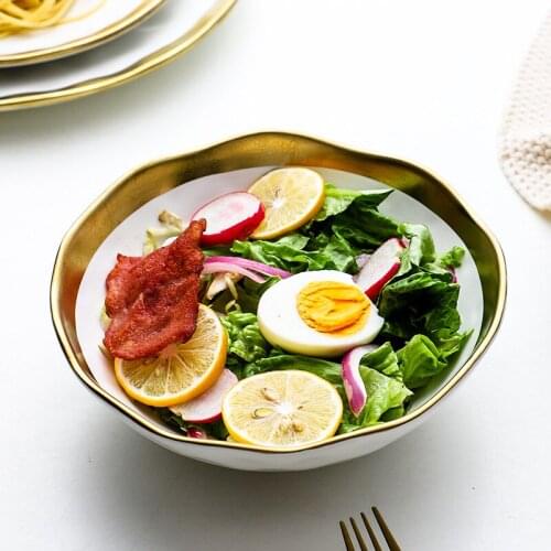 Nordic fashion style Phnom Penh ceramic tableware Western dish household noodle soup bowl large fruit salad bowl dinner plates