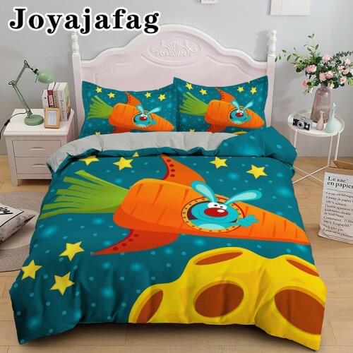 Cartoon Carota Bedding Set For Kids Gift Single Queen King Duvet Cover With Pillowcase Bedclothes 2/3pcs Soft Fabric Bed Sets