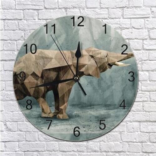 25CM Round Wall-Clock Elephant Numeral Digital Dial Mute Silent Non-Ticking Battery Operated Clock Art for Study Room