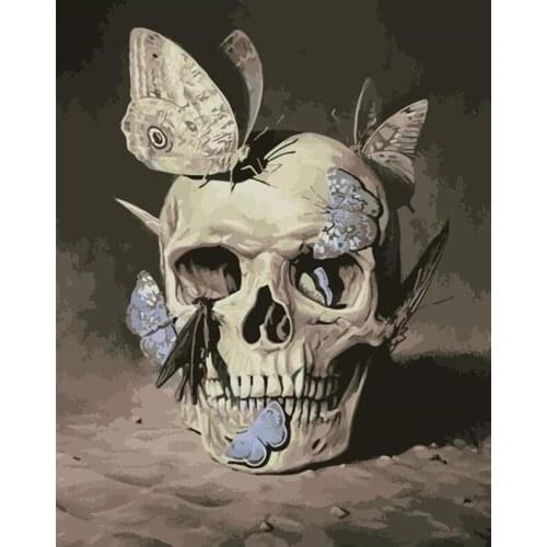 Horror Skull Full Drill Diamond Painting Skeleton Evil Butterfly Diy 5D Diamond Embroidery Square Rhinestone Cross Stitch Kits