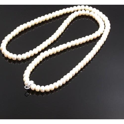 True Freshwater Pearls Necklaces with Silver Plated Carrier Fit Pendants Charms, European Most Fashion Glam Jewelry for Women