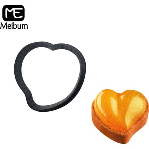 Meibum Heart Shaped Perforated Plastic Tart Ring French Dessert Mould Egg Tart Mold Fruit Cake Pastry Decorating Baking Tools