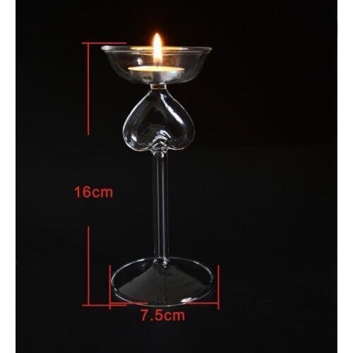 1PC 7.5x16cm Blown glass candle holders foot high love European romantic dinner for decoration candlestick JY 1181