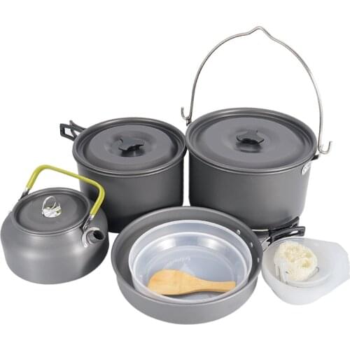 Ultra-light Aluminum Alloy Camping Cookware Utensils Outdoor Cooking Teapot Picnic Tableware Kettle Pot Frying Pan 16pcs/Set