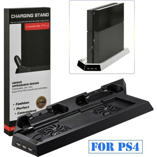 PS4 Dual Controller Charger Charging Dock Station Cooler Cooling Fan Vertical Stand With 3 USB Power HUB for Sony Playstation 4