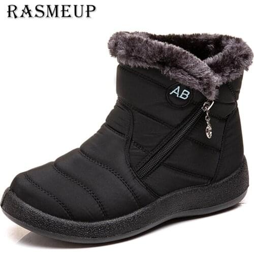 RASMEUP Waterproof Winter Warm Women Snow Boots 2021 Fashion Winter Shoes Women Casual Lightweight Ankle Footwear