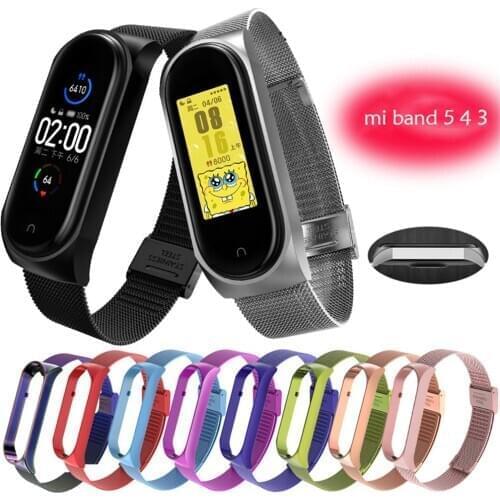 For Xiaomi Mi Band 5 4 3 Strap Milanese Metal Stainless Steel Watch Bands Smart Wearable Accessories for mi band 3 4 5 Bracelet