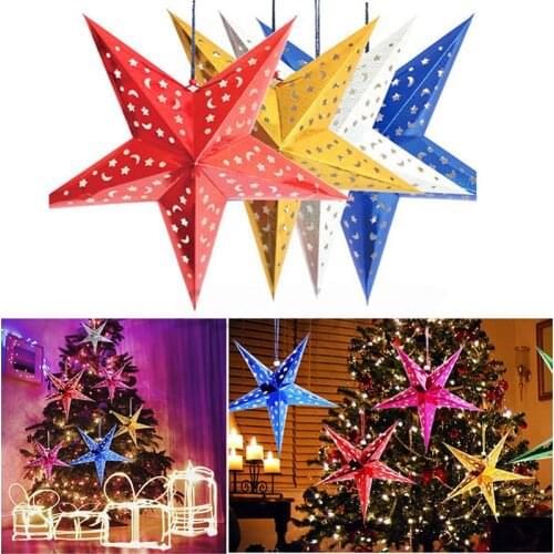 Christmas 30/45/60cm 3D Star Paper Lampshade Wedding Pub Hanging Decor Lampshade Home Hotel Lampshade