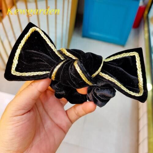 Kewgarden Childrens retro bow hair ring girls hair cord accessories baby hair accessories 4pcs