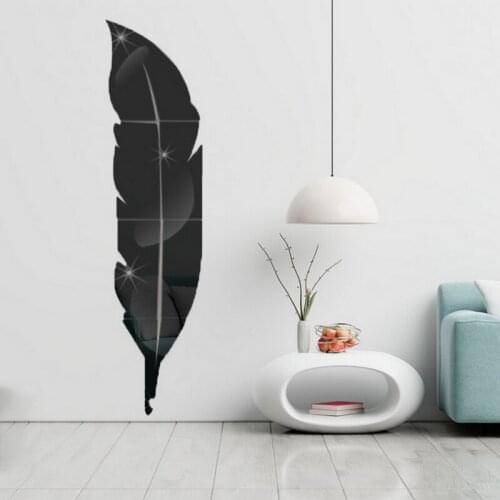 Removable 3D DIY Feather Mirror Wall Stickers Decal Art Vinyl Room Decor 1Pcs Feather mirror wall paste Mirror Wall Sticker