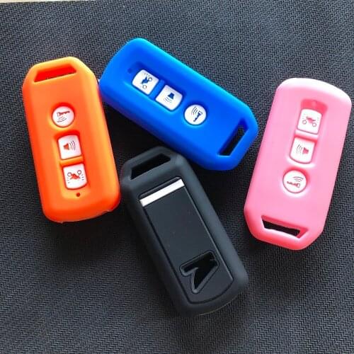 RUNFA AUTO 3 Button Key Cover Silicone Holder For Honda Motorcycle PCX 125 PCX150 Remote Keyring Case Chain Protect