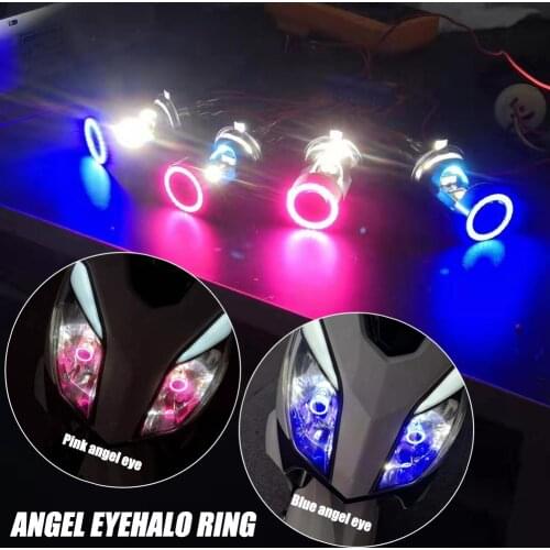 Blue / Pink Angel Eye H4 LED Motorcycle Headlight Ba20d HS1 H6 Scooter Motorbike Headlamp Light Bulb DRL Accessories 12 / 24V