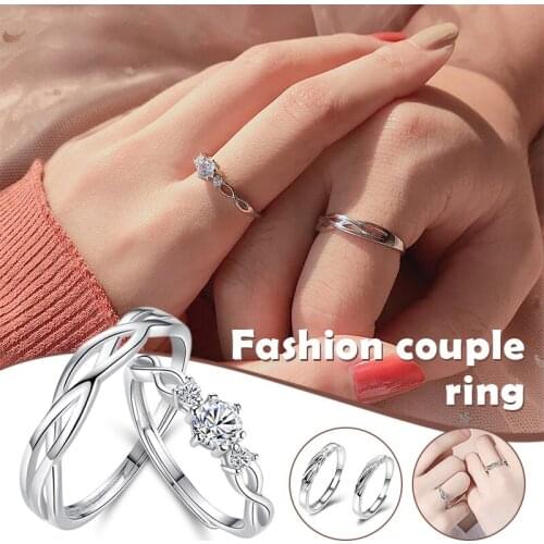Sterling Silver Partner Wedding Ring Nickel Free Adjustable Size Couple Ring with Exquisite Packaging TT@88