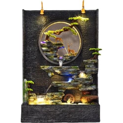 TT Water Fountain Water Curtain Wall Courtyard Landscape Home Decoration Fengshui Wheel Rockery Fortune Decoration