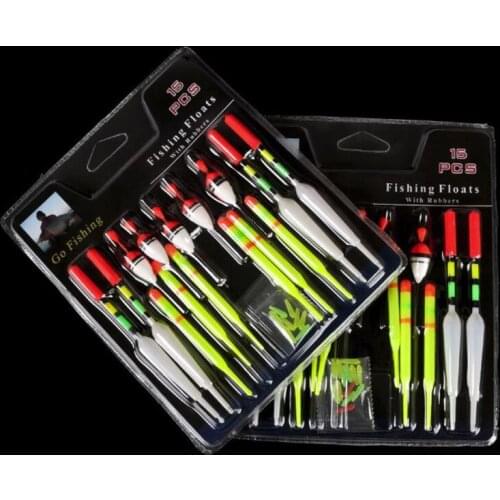 DYGYGYFZ 15pcs/set Vertical Buoy Sea Fishing Floats Assorted Size for Most Type of Angling with Attachment Rubbers Fishing Lures