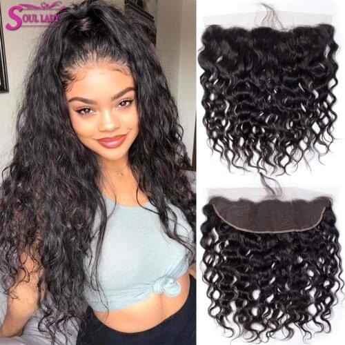 Soul Lady Hair Water Wave 13x4 Ear To Ear Pre Plucked Lace Frontal Closure With Baby Hair 130% Density Remy Human hair Weave