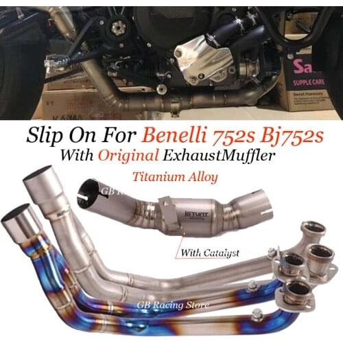 Slip On For Benelli 752S Expace Moto Motorcycle Exhaust System Modified Motorcycle Titanium Alloy Connect Original Muffler