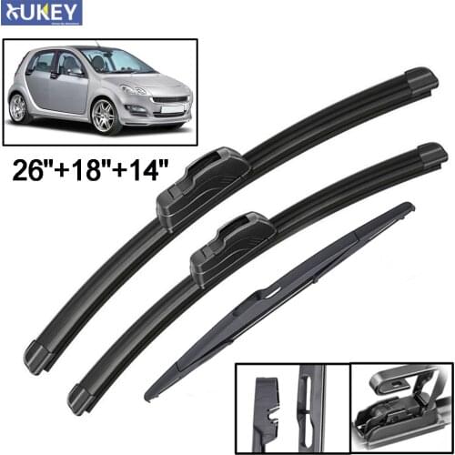 Xukey 3Pcs Front Rear Windscreen Wiper Blades Set For Smart Forfour W454 2007 2006 2005 2004