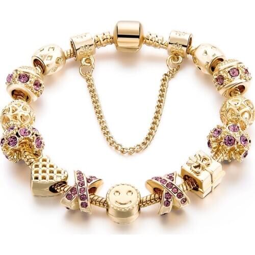 YADA Trendy KC gold Cartoons Gift box shape&heart Bracelets&Bangles For Women Bracelets Charm Crystal Jewelry Bracelet BT200367