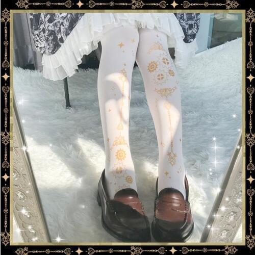 Fate Gear & Bramble Cross Womens Gothic Lolita Tights Fake Over-knee Stockings Velvet Cosplay Good Qaulity Panty Hose