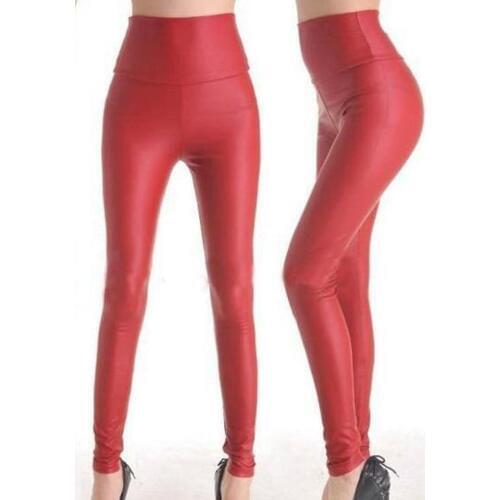 Sexy Red Vinyl Leather Fashion Woman Spring Autumn Winter High Waist Leggings Women Adventure Time Gotic Pants Fitness Legging