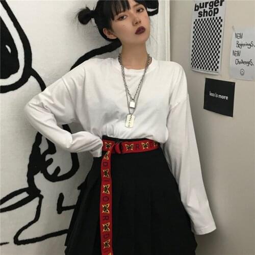 Canvas Printing Lengthening Womens belt Student Wild Jeans Letter Butterfly Decoration Ins Personality Double Ring Buckle Belt