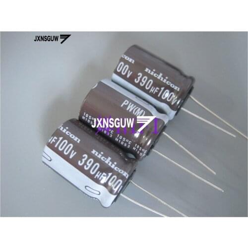 10PCS NICHICON PW 100V390UF 18X25MM 390UF 100V original audio Aluminum electrolytic capacitor 105 degrees 390uF/100V