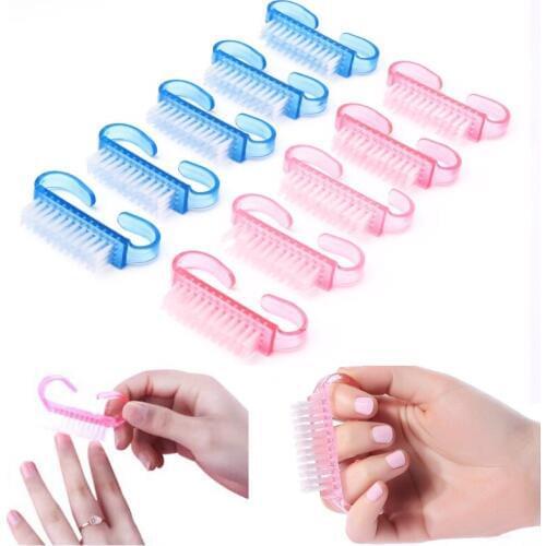 10Pcs Plastic Handle Nail Brushes Fingernail Cleaning Manicure Tools Accessories