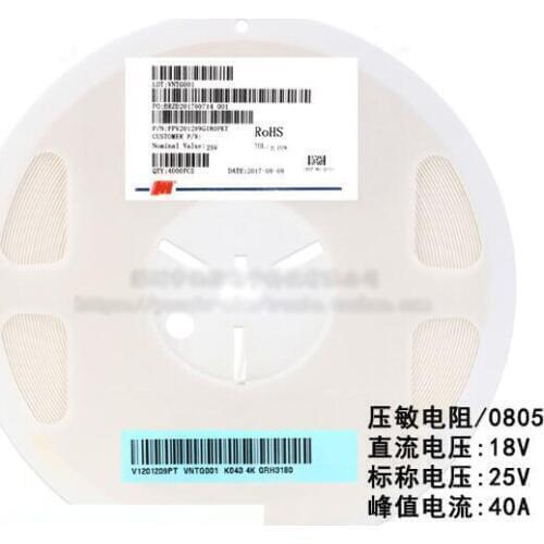 100pcs/lot SMD 0805 Voltage Dependent Resistor VDR DC 18V Nominal Voltage 25V FPV201209G180PKT Varistor Resistor