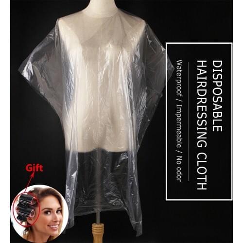 100 Pieces Disposable Hair Cutting Gowns Barber Shop Capes for Shampo Clear