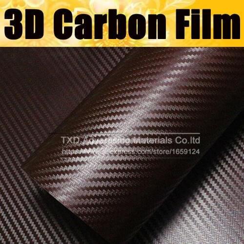 127CMx30CM Brown Carbon Fiber Vinyl Film Car Sticker Waterproof DIY Auto Vehicle Car Styling Wrap Roll Car Styling