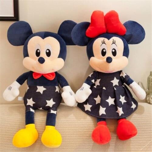 2Pcs Mickey Mouse Minnie Animal Stuffed Plush Toys Cartoon Princess Doll Birthday Lover Valentines Gift Kids Present