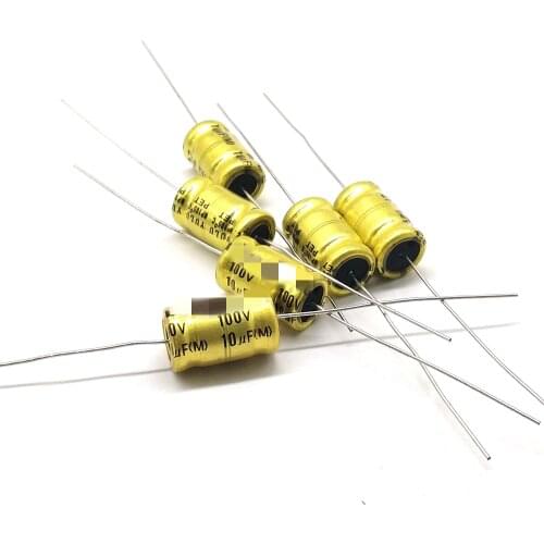 20PCS Treble frequency division Promise NP axial horizontal electrolytic capacitor 100V10UF 10UF100V 10*17MM