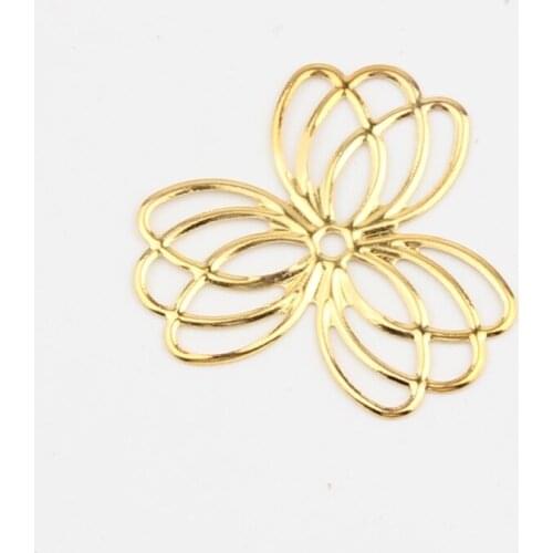 20Pcs Gold Filigree Wraps Connectors Metal Crafts Connector For Jewelry Making DIY Accessories Charm Pendant 37mm