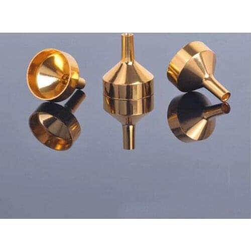 5PCS/Set Mini Golden Metal Funnel Small Mouth Liquid Oil Funnels 21x17mm Laboratory Supplies Tools School Experimental Supplies