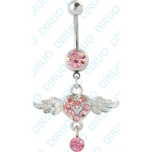 5pcs/lot Wholesale Heart Dangle Ring Navel Ring Belly Button Ring Body Jewelry