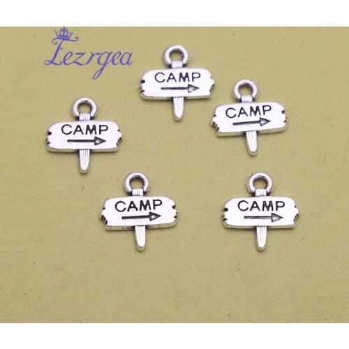 50pcs/lot--12x13mm, The sign chams, Antique silver plated Camp sign charms,DIY supplies, Jewelry accessories