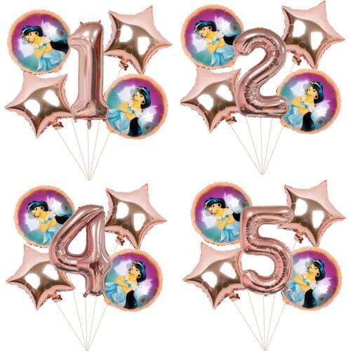 6pcs 18inch rose gold Princess foil balloons Birthday Party decorations kids Snow White Anna baby gift 40inch number air globos