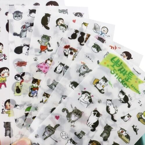 6pcs My cat Decorative Stickers Adhesive Stickers DIY Decoration Diary Japanese Stationery Stickers Children Gift
