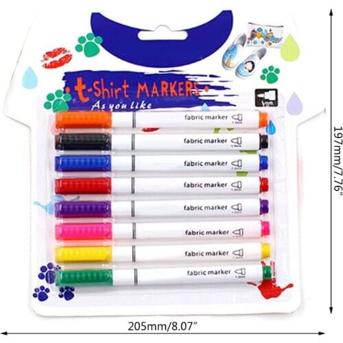8Pcs Clothes Textile Markers Fabric Paint Pens DIY Crafts T-shirt Pigment Painting Pen Writing Liner Marker Pen