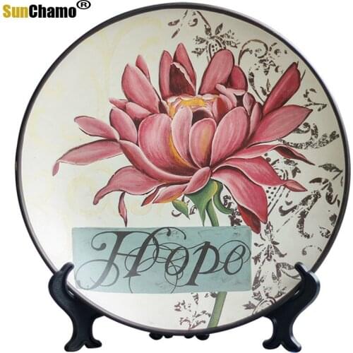 American Simple Creative Ins Decoration Ceramic Sunflower Pendulum Plate Hanging Wall Mural Living Room Sitting 26CM Diameter