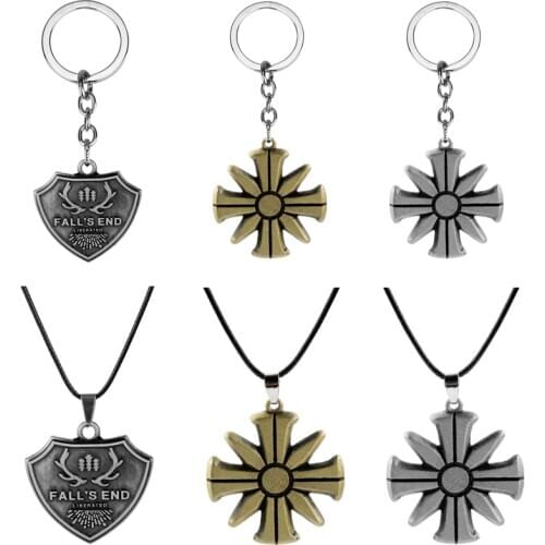 Farcry 5 Keychains Keyring Far Cry Game Jewelry Falls End Cross Key Chains Edens Gate Charm Pendant Metal Key Ring Holder
