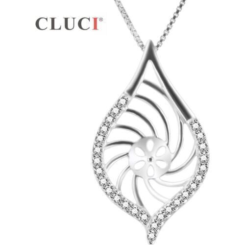 CLUCI 925 Sterling Silver Pendant Mounting for Necklace Making to match Pearl Simple and Style Fine Jewelry for Women SP229SB
