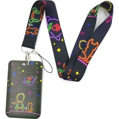 Little Prince Lanyard Credit Card ID Holder Bag Student Women Travel Card Cover Badge Car Keychain Gifts Accessories
