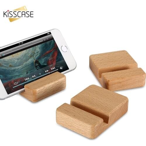 Natural Wood Phone Holder Mini Beech Wood Stand For iPhone 12 11 Pro Max XR 8 7 Wooden Mobile Phone Bracket Desk Phone Holder