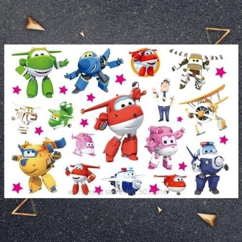 Hasbro Small aircraft combination Children Cartoon Temporary Tattoo Sticker For Boys Cartoon Toys Waterproof Party Kids Gift