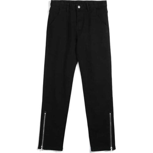 New Fashion Straight Jeans Men Casual Black Denim Pants Bottom Zipper Skinny Slim Fits Trousers Streetwear Men Clothing