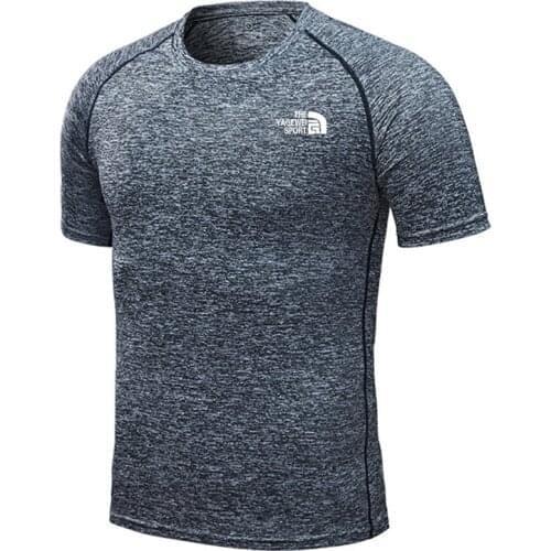 Male T-shirt Summer New Sports Short-Sleeved Fast Drying Training Breathable Compression Jogging Tights Gym Fitness Tracksuit XL