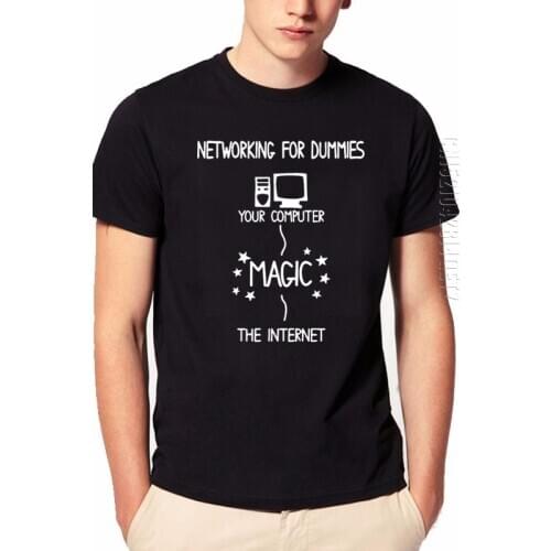 Networking For Dummies Man T Shirt Funny Geek Nerd It Computer Gift Programmer Cotton Men O Neck T-Shirt Boyfriend Gift